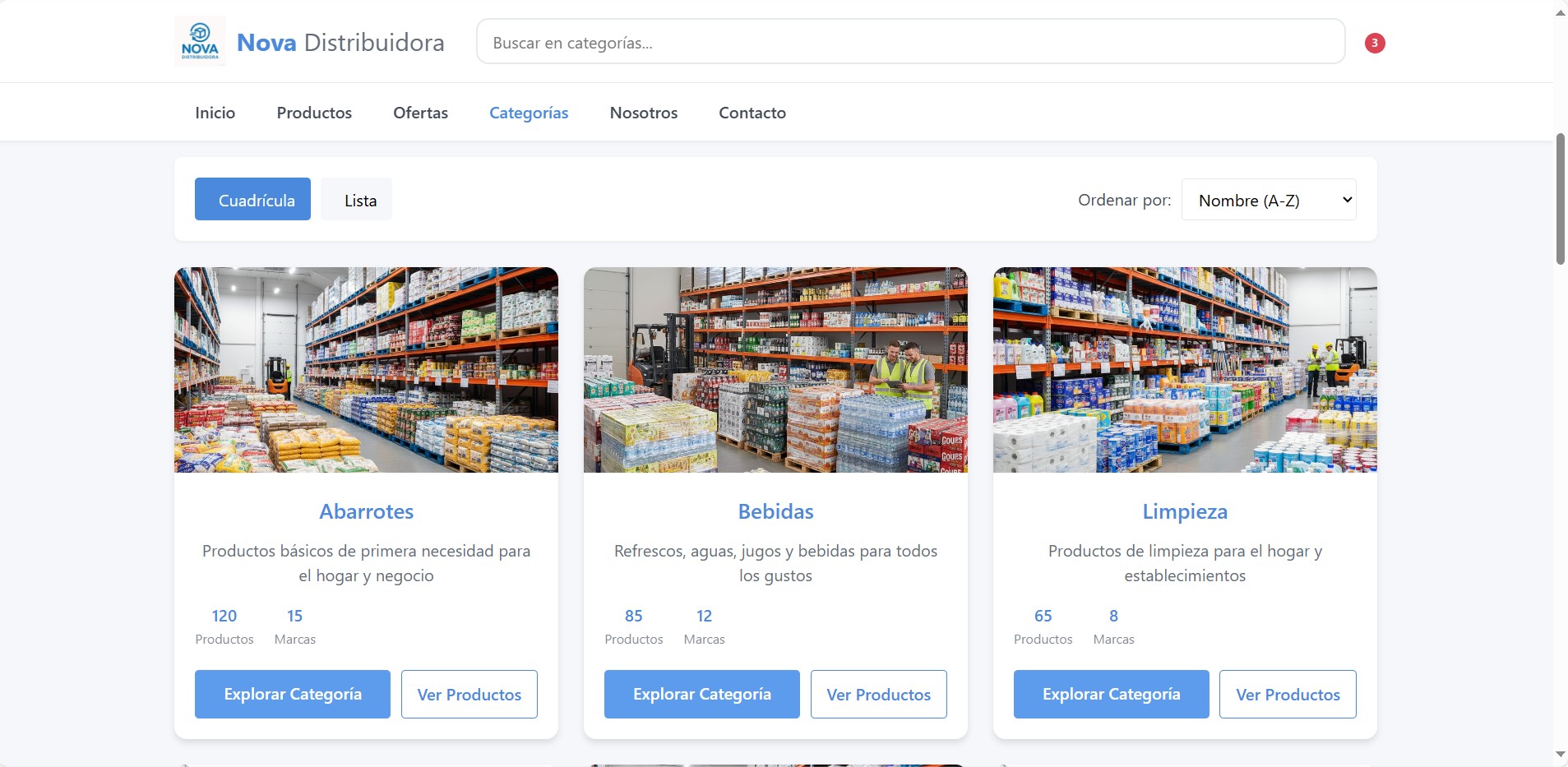 Página principal de la distribuidora