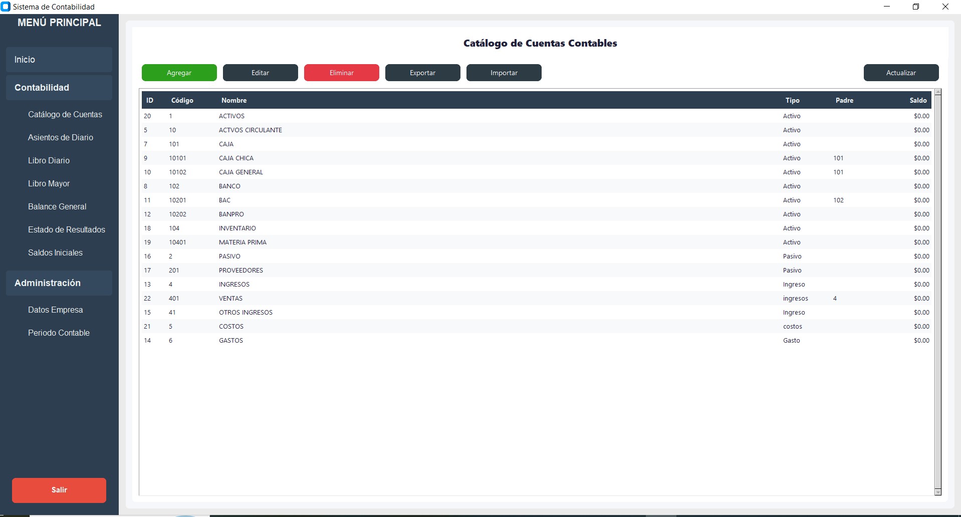 Registro de asientos contables